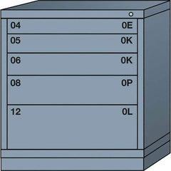 Lyon - 5 Drawer, Standard Bench Height - Single Drawer Access Cabinet - Steel, 30" Wide x 28-1/4" Deep x 33-1/4" High, Dove Gray - Eagle Tool & Supply