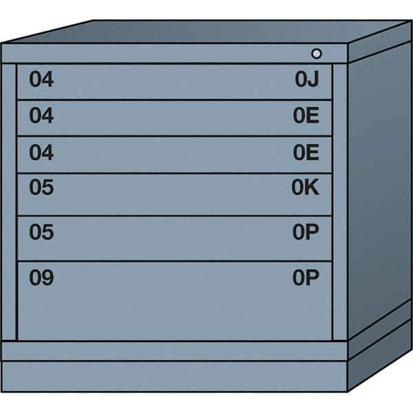 Lyon - 6 Drawer, Standard Table Height - Multiple Drawer Access Cabinet - Steel, 30" Wide x 28-1/4" Deep x 30-1/8" High, Dove Gray - Eagle Tool & Supply