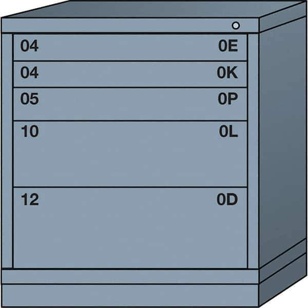 Lyon - 5 Drawer, Standard Bench Height - Multiple Drawer Access Cabinet - Steel, 30" Wide x 28-1/4" Deep x 33-1/4" High, Dove Gray - Eagle Tool & Supply
