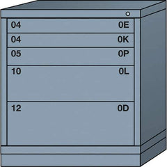 Lyon - 5 Drawer, Standard Bench Height - Multiple Drawer Access Cabinet - Steel, 30" Wide x 28-1/4" Deep x 33-1/4" High, Dove Gray - Eagle Tool & Supply