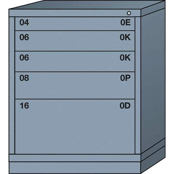 Lyon - 5 Drawer, Standard Mid-Range - Single Drawer Access Cabinet - Steel, 30" Wide x 28-1/4" Deep x 37-15/79" High, Dove Gray - Eagle Tool & Supply