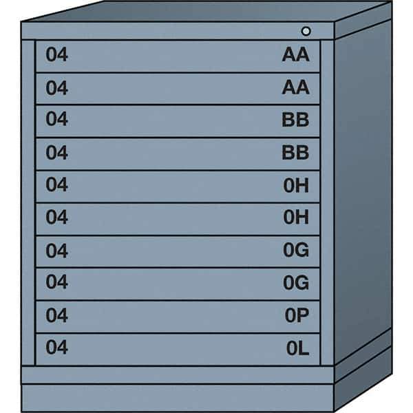 Lyon - 10 Drawer, Standard Mid-Range - Single Drawer Access Cabinet - Steel, 30" Wide x 28-1/4" Deep x 37-15/79" High, Dove Gray - Eagle Tool & Supply