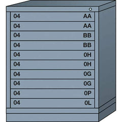 Lyon - 10 Drawer, Standard Mid-Range - Multiple Drawer Access Cabinet - Steel, 30" Wide x 28-1/4" Deep x 37-15/79" High, Dove Gray - Eagle Tool & Supply