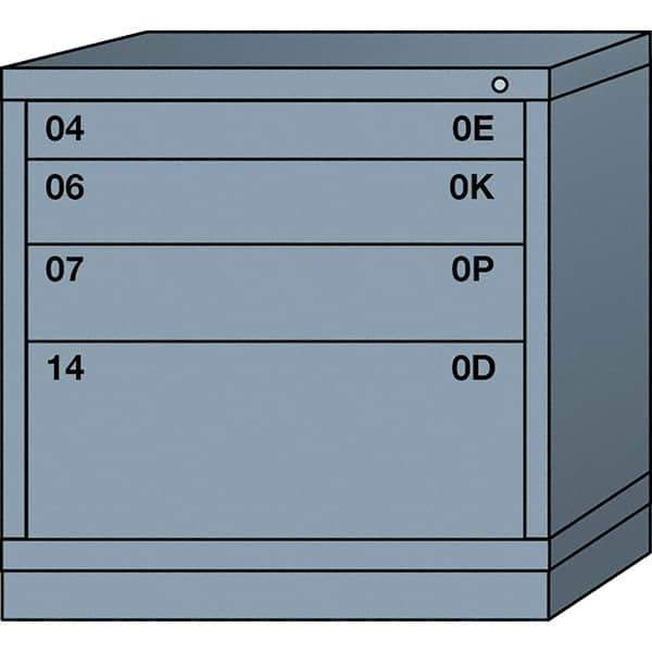 Lyon - 4 Drawer, Standard Table Height - Multiple Drawer Access Cabinet - Steel, 30" Wide x 28-1/4" Deep x 30-1/8" High, Dove Gray - Eagle Tool & Supply