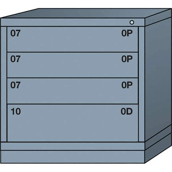 Lyon - 4 Drawer, Standard Table Height - Single Drawer Access Cabinet - Steel, 30" Wide x 28-1/4" Deep x 30-1/8" High, Dove Gray - Eagle Tool & Supply