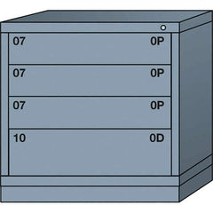 Lyon - 4 Drawer, Standard Table Height - Single Drawer Access Cabinet - Steel, 30" Wide x 28-1/4" Deep x 30-1/8" High, Dove Gray - Eagle Tool & Supply