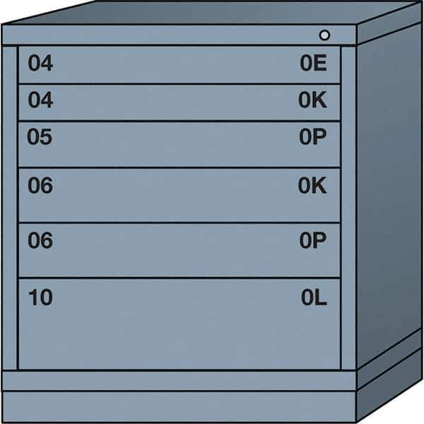 Lyon - 6 Drawer, Standard Bench Height - Multiple Drawer Access Cabinet - Steel, 30" Wide x 28-1/4" Deep x 33-1/4" High, Dove Gray - Eagle Tool & Supply