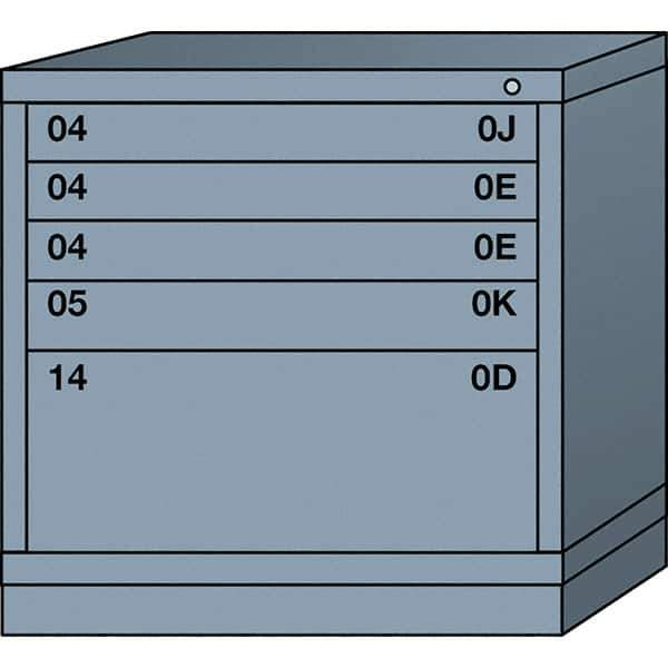 Lyon - 5 Drawer, Standard Table Height - Multiple Drawer Access Cabinet - Steel, 30" Wide x 28-1/4" Deep x 30-1/8" High, Dove Gray - Eagle Tool & Supply