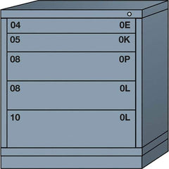 Lyon - 5 Drawer, Standard Bench Height - Multiple Drawer Access Cabinet - Steel, 30" Wide x 28-1/4" Deep x 33-1/4" High, Dove Gray - Eagle Tool & Supply
