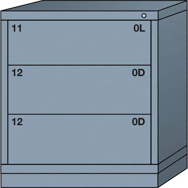 Lyon - 3 Drawer, Standard Bench Height - Single Drawer Access Cabinet - Steel, 30" Wide x 28-1/4" Deep x 33-1/4" High, Dove Gray - Eagle Tool & Supply