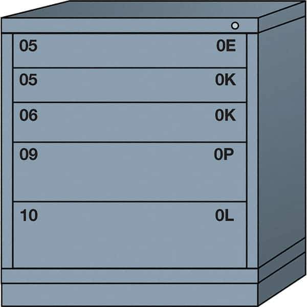 Lyon - 5 Drawer, Standard Bench Height - Single Drawer Access Cabinet - Steel, 30" Wide x 28-1/4" Deep x 33-1/4" High, Dove Gray - Eagle Tool & Supply