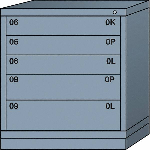 Lyon - 5 Drawer, Standard Bench Height - Multiple Drawer Access Cabinet - Steel, 30" Wide x 28-1/4" Deep x 33-1/4" High, Dove Gray - Eagle Tool & Supply