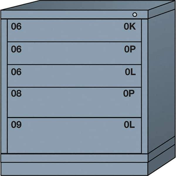 Lyon - 5 Drawer, Standard Bench Height - Single Drawer Access Cabinet - Steel, 30" Wide x 28-1/4" Deep x 33-1/4" High, Dove Gray - Eagle Tool & Supply