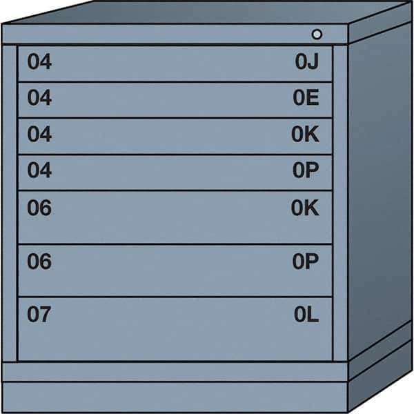 Lyon - 7 Drawer, Standard Bench Height - Single Drawer Access Cabinet - Steel, 30" Wide x 28-1/4" Deep x 33-1/4" High, Dove Gray - Eagle Tool & Supply