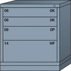 Lyon - 4 Drawer, Standard Bench Height - Single Drawer Access Cabinet - Steel, 30" Wide x 28-1/4" Deep x 33-1/4" High, Dove Gray - Eagle Tool & Supply