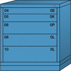 Lyon - 5 Drawer, Standard Bench Height - Single Drawer Access Cabinet - Steel, 30" Wide x 28-1/4" Deep x 33-1/4" High, Wedgewood Blue - Eagle Tool & Supply