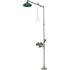 Haws - 25 GPM shower Flow, Drench shower & Eyewash Station - Bowl, Push Flag Activated, Galvanized Steel Pipe, Plastic Shower Head, Corrosion Resistant - Eagle Tool & Supply