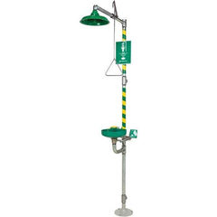 Haws - 23.7 GPM shower Flow, Drench shower, Eye & Face Wash Station - Bowl with Hinged Dust Cover, Triangular Pull Rod & Push Flag Activated, Galvanized Steel Pipe, Plastic Shower Head, Inverted Flow - Eagle Tool & Supply