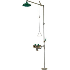 Haws - 25 GPM shower Flow, Drench shower, Eye & Face Wash Station - Bowl, Push Flag Activated, Galvanized Steel Pipe, Plastic Shower Head, Wheelchair Accessible - Eagle Tool & Supply