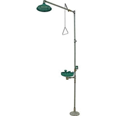 Haws - 25 GPM shower Flow, Drench shower & Eyewash Station - Bowl, Push Flag Activated, Galvanized Steel Pipe, Plastic Shower Head - Eagle Tool & Supply