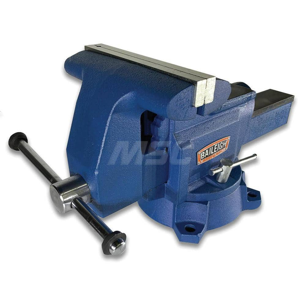 Bench Vise: 8″ Jaw Width, 9″ Jaw Opening, 4″ Throat Depth Bolt Down Base, Swivel, Ductile Cast Iron