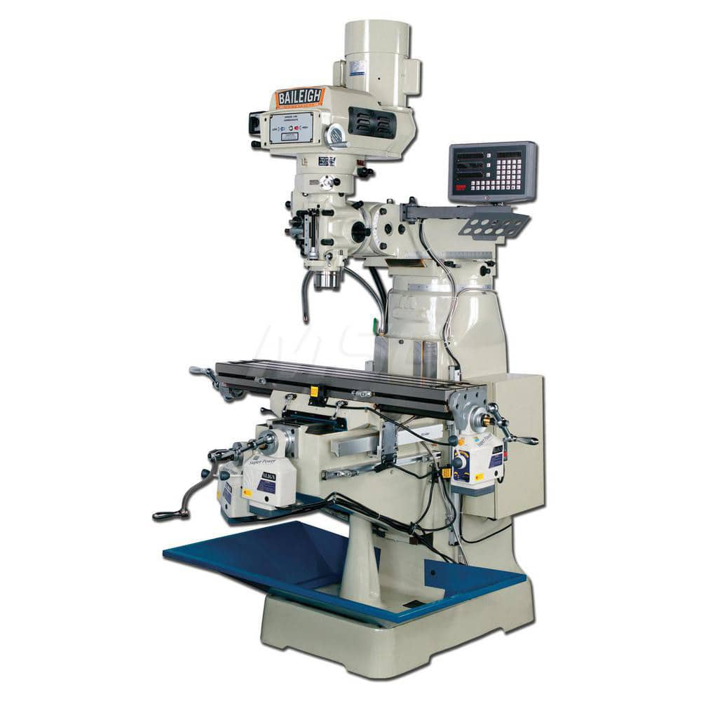 Knee Milling Machine: 12″, Variable Speed Control, 1 Phase 80 to 2,700 RPM, NST40 Spindle Taper