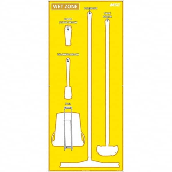 30 x 68″ Aluminum Composite Panel Shadow Board 1 Panel, 5 Hooks, Yellow/White