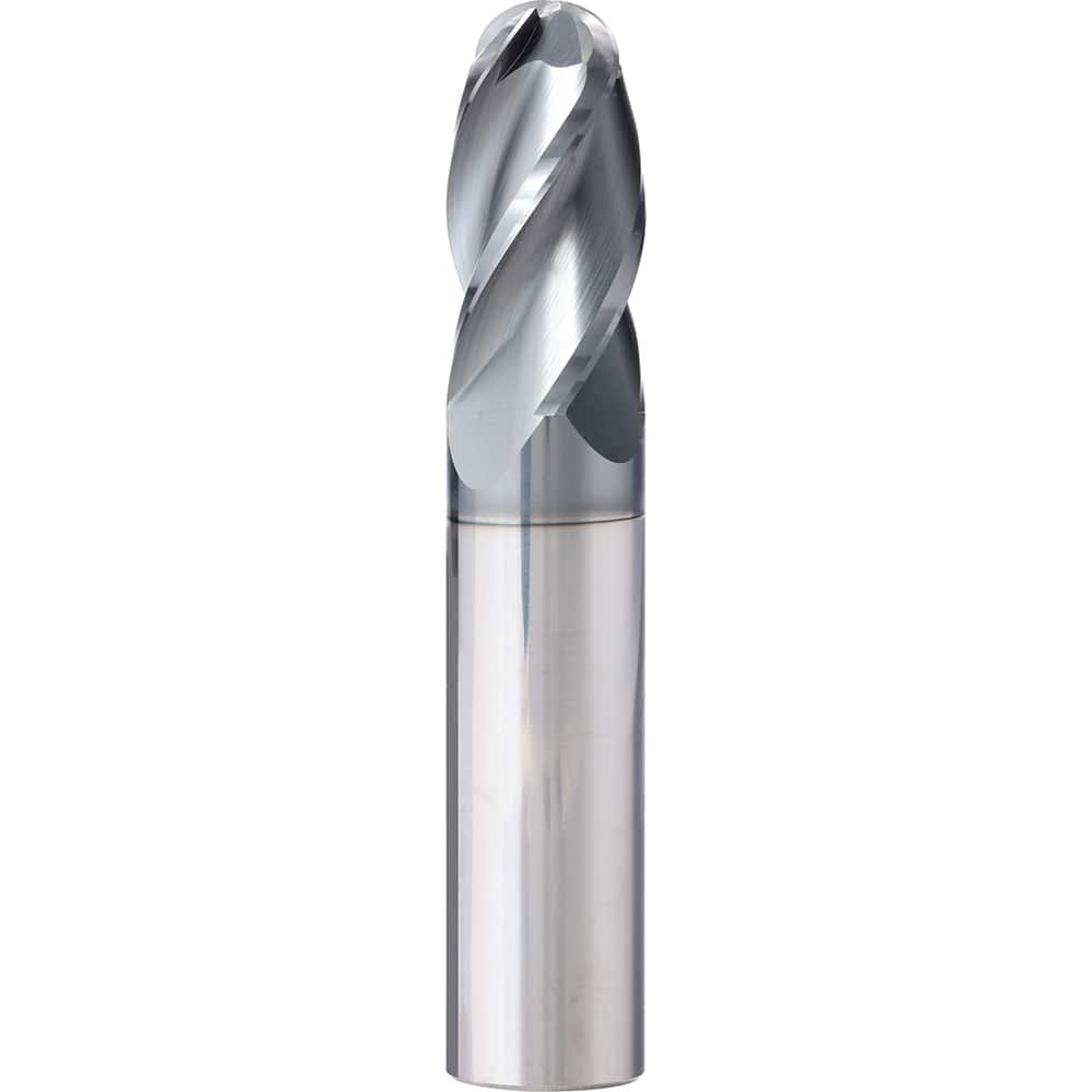 Supermill - Ball End Mills; Mill Diameter (Inch): 11/32 ; Mill Diameter (Decimal Inch): 0.3438 ; Number of Flutes: 4 ; Length of Cut (Inch): 7/8 ; Length of Cut (Decimal Inch): 0.8750 ; Material: Solid Carbide - Exact Industrial Supply