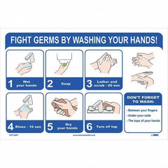 NMC - 1 5-Piece "Fight Germs By Washing Your Hands!", 12" Wide x 18" High, Paper Safety Sign - Eagle Tool & Supply