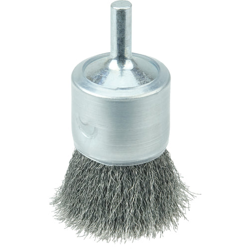 1″ Coated Cup Crimped Wire End Brush, .006″ Steel Fill - Eagle Tool & Supply
