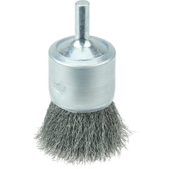 1″ Coated Cup Crimped Wire End Brush, .006″ Steel Fill - Eagle Tool & Supply