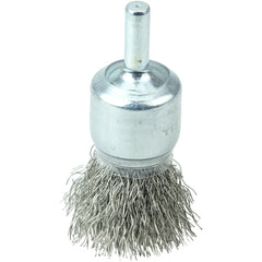 3/4″ Coated Cup Crimped Wire End Brush, .0104″ Stainless Steel Fill - Eagle Tool & Supply