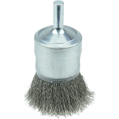 1″ Coated Cup Crimped Wire End Brush, .006″ Stainless Steel Fill - Eagle Tool & Supply