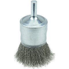 1″ Coated Cup Crimped Wire End Brush, .006″ Stainless Steel Fill - Eagle Tool & Supply