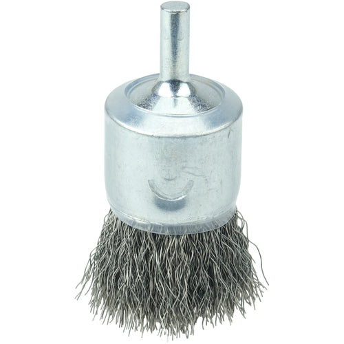 1″ Coated Cup Crimped Wire End Brush, .0104″ Stainless Steel Fill - Eagle Tool & Supply