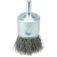 1″ Coated Cup Crimped Wire End Brush, .0104″ Stainless Steel Fill - Eagle Tool & Supply
