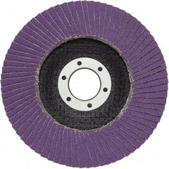 3M - 4-1/2" Disc Diam, 7/8" Center Hole, Type 29 Ceramic Flap Disc - 13,300 Max RPM, Fiberglass Backing, Arbor Attaching System, Coated - Eagle Tool & Supply