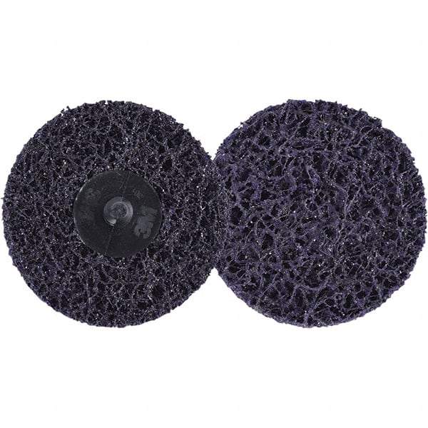 3M - 3" Extra Coarse Grade Silicon Carbide Deburring Disc - Hook & Loop Connection, Purple, 15,000 Max RPM - Eagle Tool & Supply