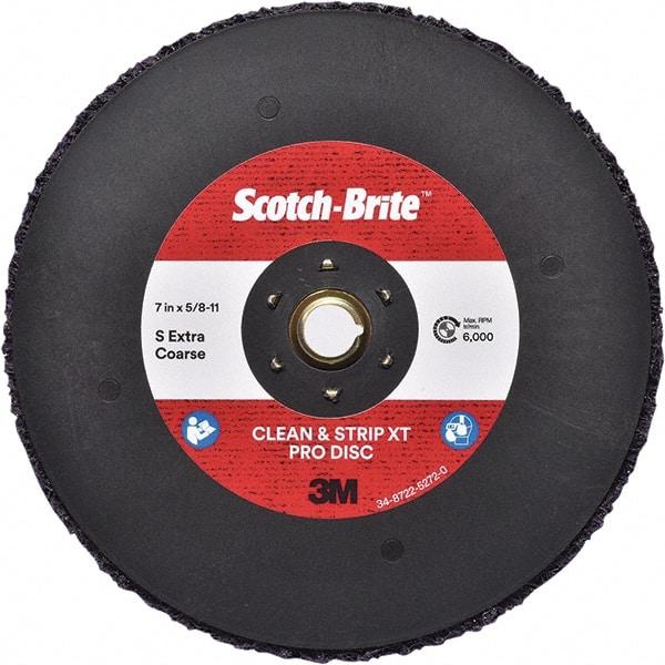 3M - 7" Extra Coarse Grade Silicon Carbide Deburring Disc - 5/8-11 Threaded Center Hole, Quick Change Connection, Purple, 6,000 Max RPM - Eagle Tool & Supply