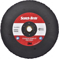 3M - 7" Extra Coarse Grade Silicon Carbide Deburring Disc - 5/8-11 Threaded Center Hole, Quick Change Connection, Purple, 6,000 Max RPM - Eagle Tool & Supply
