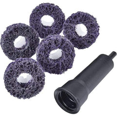 3M - 4" Extra Coarse Grade Silicon Carbide Deburring Disc - 5/8" Center Hole, Quick Change Connection, Purple, 20,000 Max RPM - Eagle Tool & Supply