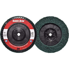 3M - 7" Extra Coarse Grade Aluminum Oxide Deburring Disc - 5/8-11 Threaded Center Hole, Quick Change Connection, Green, 8,600 Max RPM - Eagle Tool & Supply