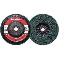 3M - 4-1/2" Extra Coarse Grade Aluminum Oxide Deburring Disc - 5/8-11 Threaded Center Hole, Quick Change Connection, Green, 13,300 Max RPM - Eagle Tool & Supply