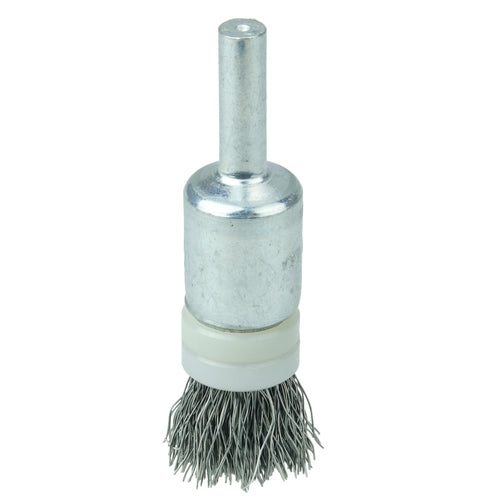 1/2″ Banded Crimped Wire End Brush, .006″ Stainless Steel Fill - Eagle Tool & Supply