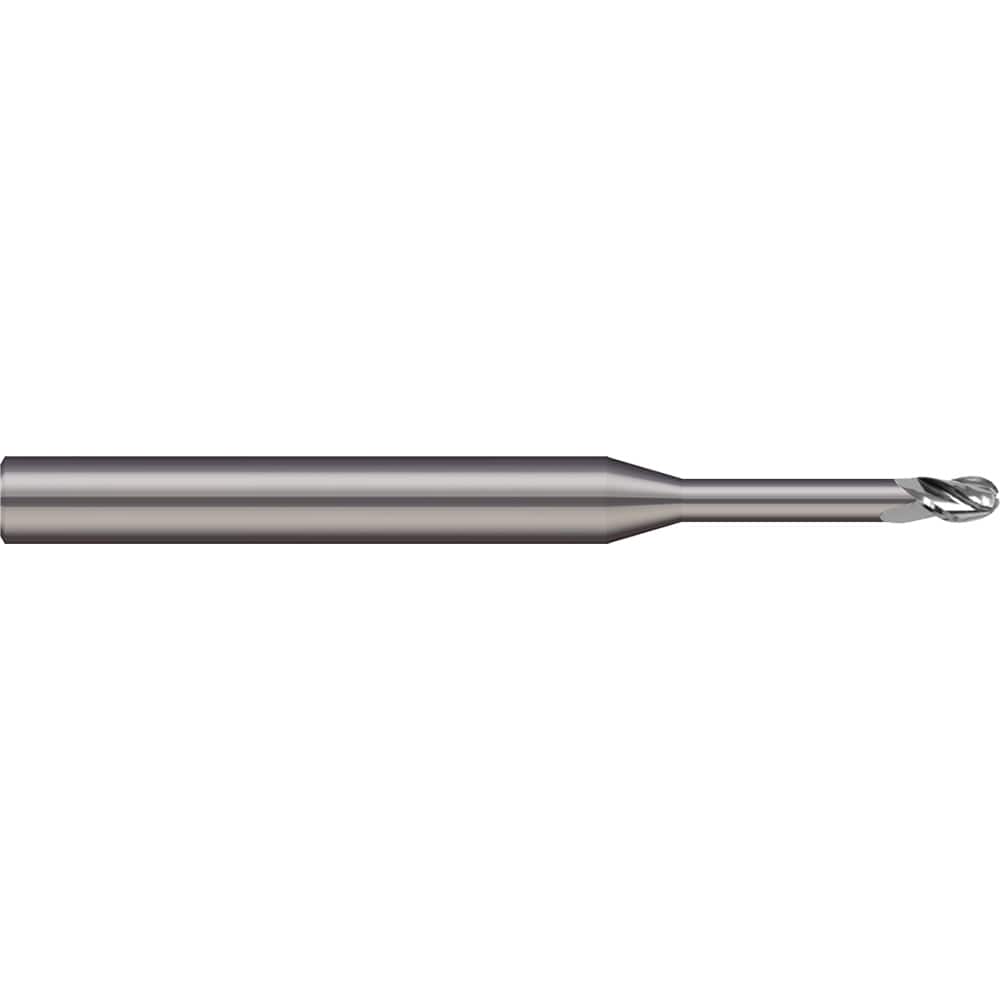 Micro 100 - Ball End Mills; Mill Diameter (mm): 4.00 ; Mill Diameter (Decimal Inch): 0.1575 ; Number of Flutes: 2 ; Length of Cut (mm): 5.0000 ; Length of Cut (Decimal Inch): 0.1969 ; Material: Solid Carbide - Exact Industrial Supply