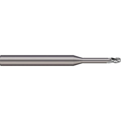 Micro 100 - Ball End Mills; Mill Diameter (mm): 4.00 ; Mill Diameter (Decimal Inch): 0.1575 ; Number of Flutes: 2 ; Length of Cut (mm): 5.0000 ; Length of Cut (Decimal Inch): 0.1969 ; Material: Solid Carbide - Exact Industrial Supply