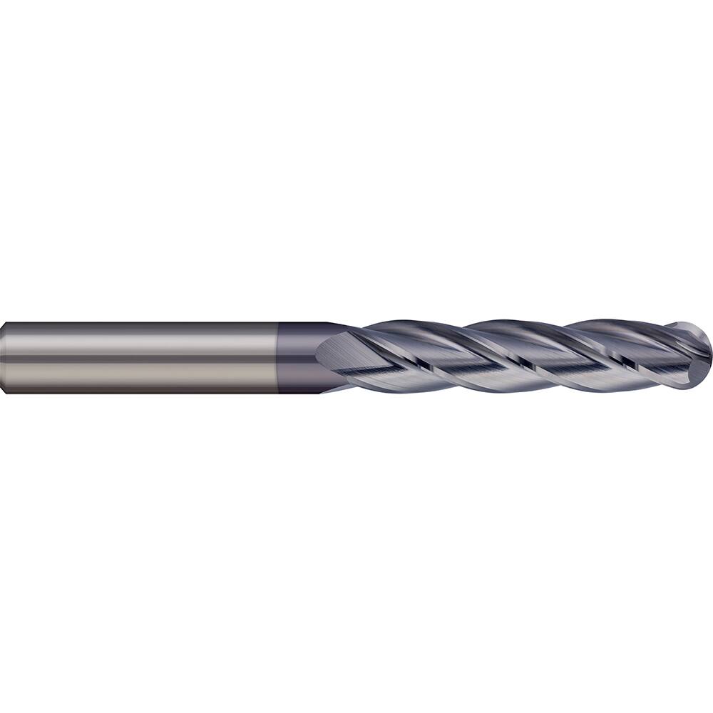Micro 100 - Ball End Mills; Mill Diameter (mm): 25.00 ; Mill Diameter (Decimal Inch): 0.9843 ; Number of Flutes: 4 ; Length of Cut (mm): 75.0000 ; Length of Cut (Decimal Inch): 2.9528 ; Material: Solid Carbide - Exact Industrial Supply