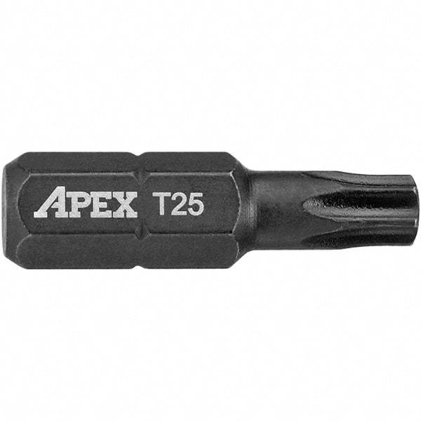 Apex - 1/4" Drive T25 Torx Screwdriver Bit - 1" OAL, Insert Bit - Eagle Tool & Supply