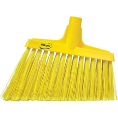 Vikan - 11-1/2" Wide, Yellow Polyester Bristles, Angled Broom - Flagged, Water Resistant - Eagle Tool & Supply