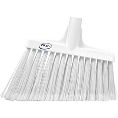 Vikan - 11-1/2" Wide, White Polyester Bristles, Angled Broom - Flagged, Water Resistant - Eagle Tool & Supply